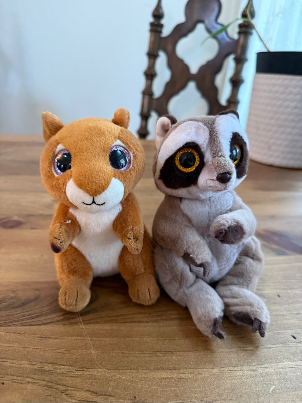 Ty Plush Squirrel & Raccoon Set - Brown and Gray